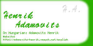 henrik adamovits business card